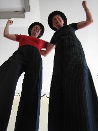 Sheryl and Marg on stilts - Image by Deb Lewis, 2006